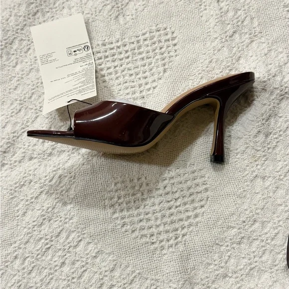 NIB Women’s The Drop Mandy Patent Mules Slipon Heels Burgundy 5.5/8.5/9.5 - Picture 2 of 8